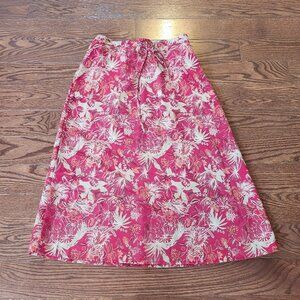 Sag Harbor Skirt Mudium Floral Red and White SZ Medium with Elastic Waist